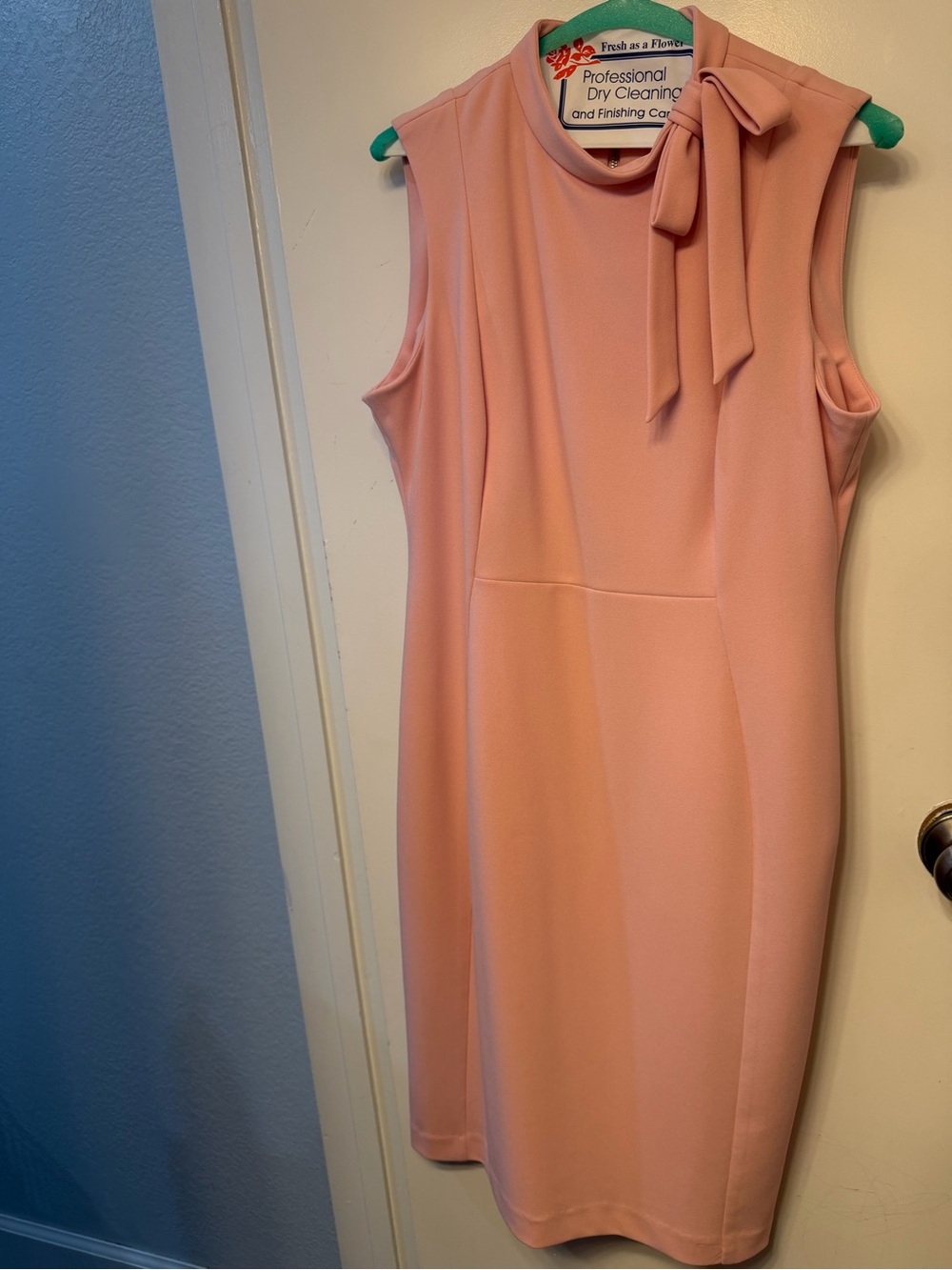 Calvin Klein Sleeveless Pink Tie-Neck Dress